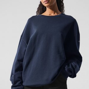 Aloyoga Chill Crew Neck Pullover - Navy