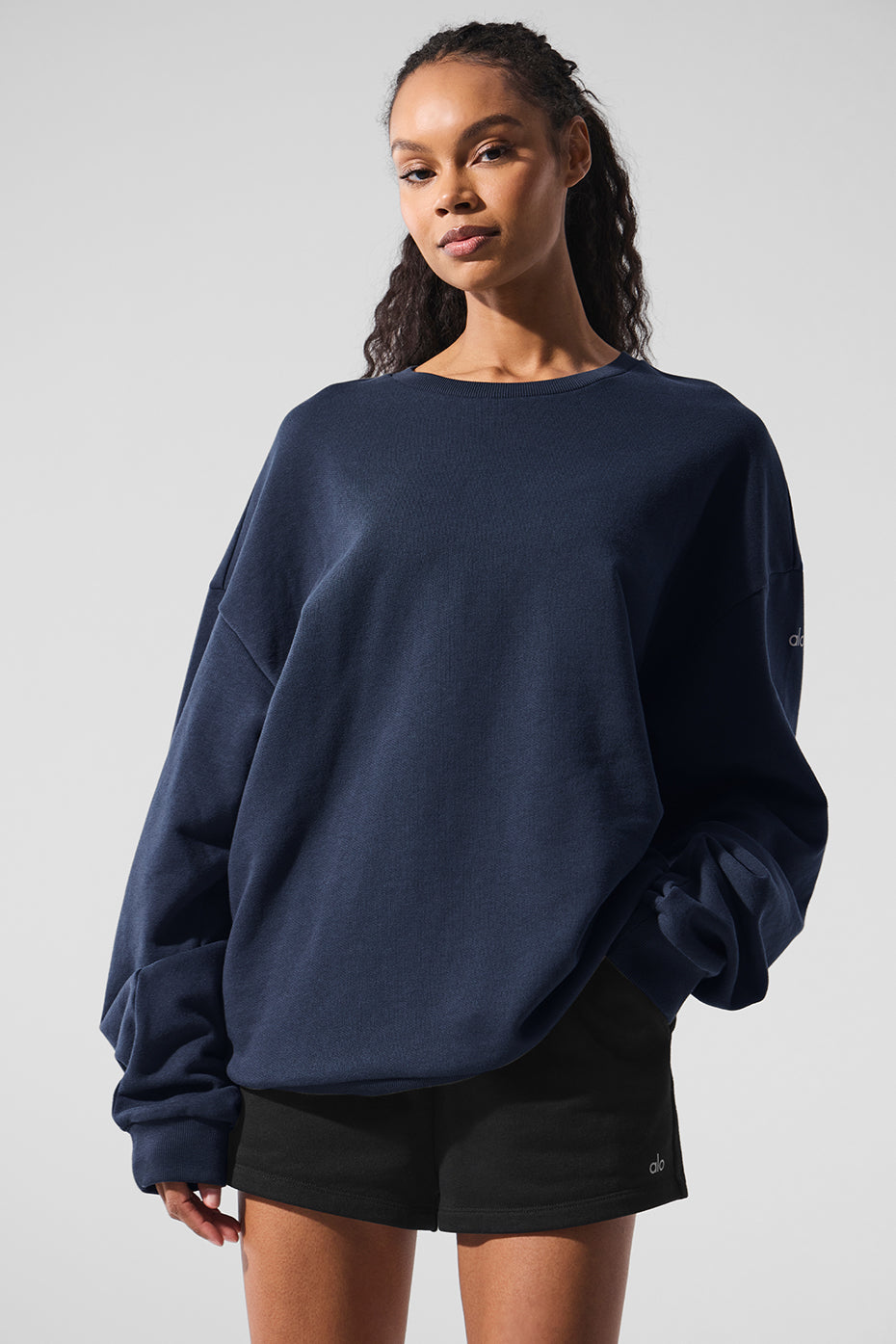 Aloyoga Chill Crew Neck Pullover - Navy