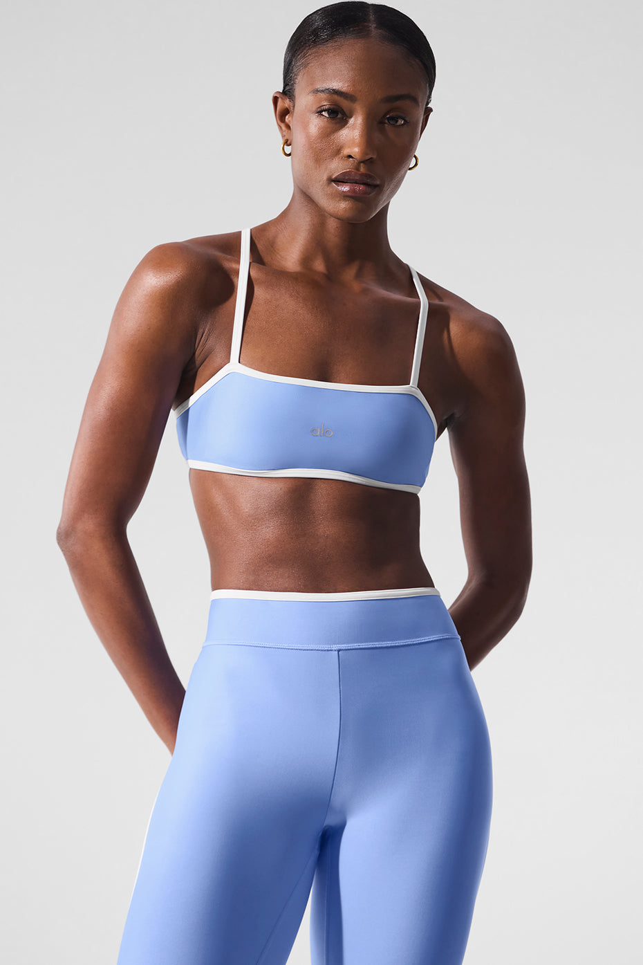 Aloyoga Airlift Charger Bra - Crystal Clear Blue/White