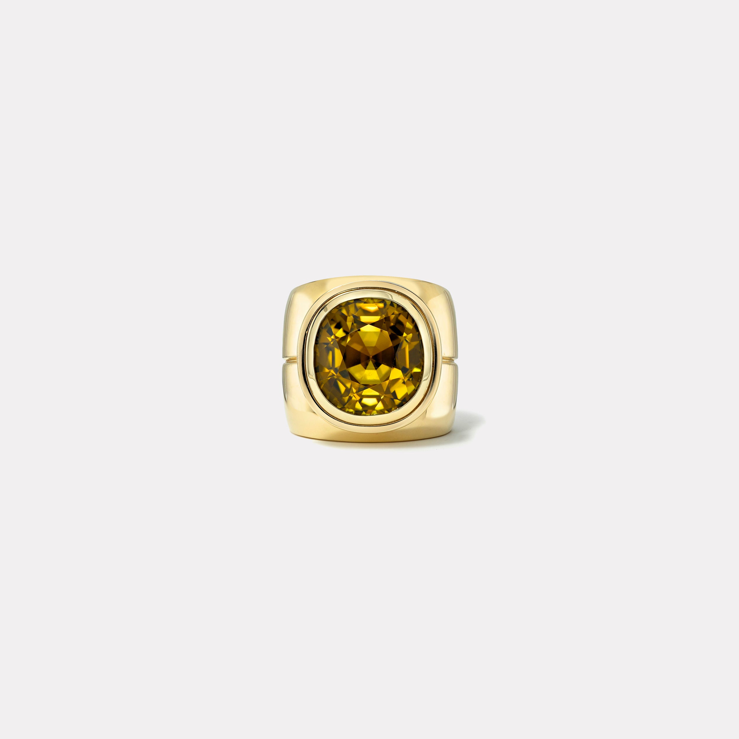 Retrouvai 11.49ct Cushion Golden Yellow Tourmaline Bounce Cigar Band