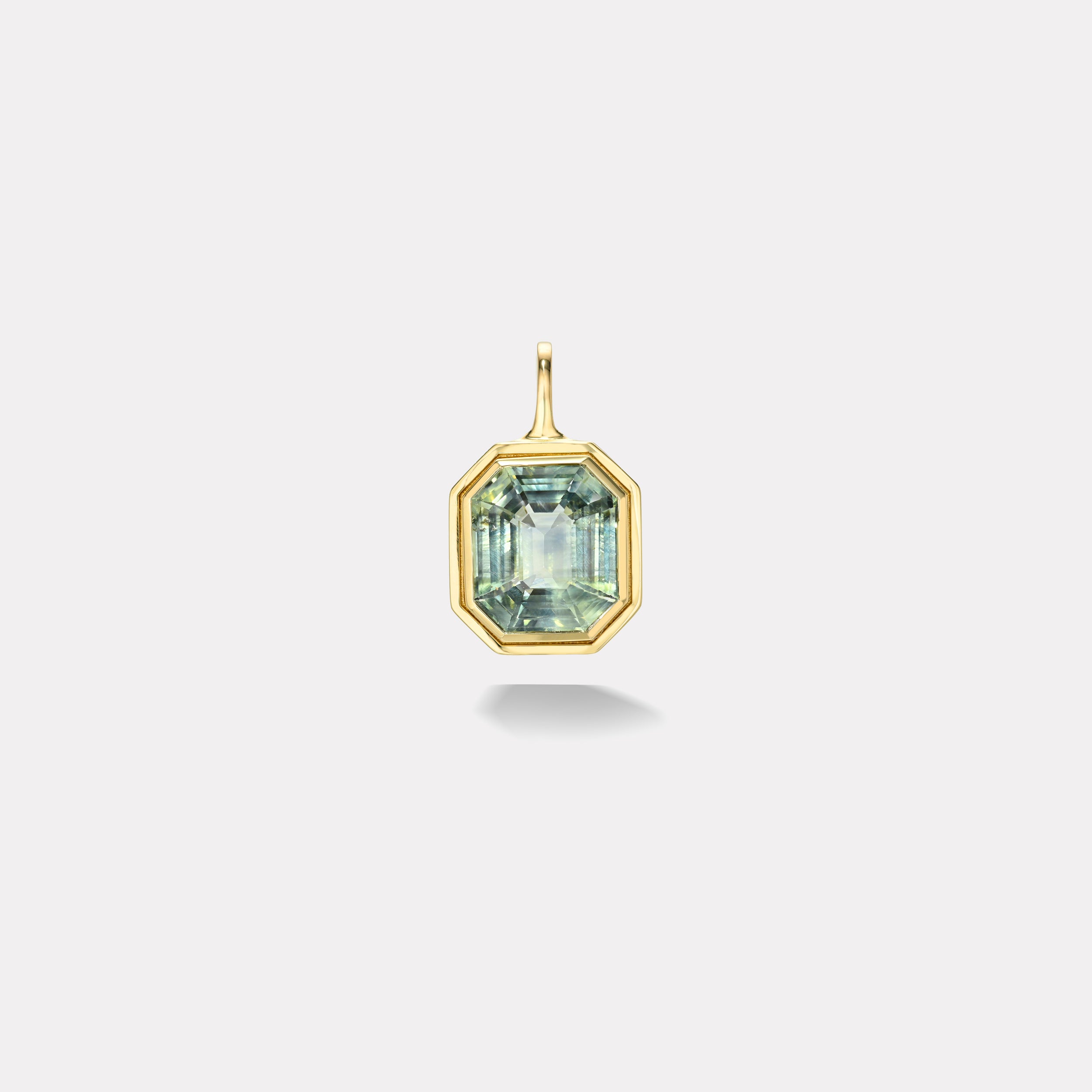Retrouvai 15.3ct Emerald Cut Unheated Green Sapphire Bounce Charm