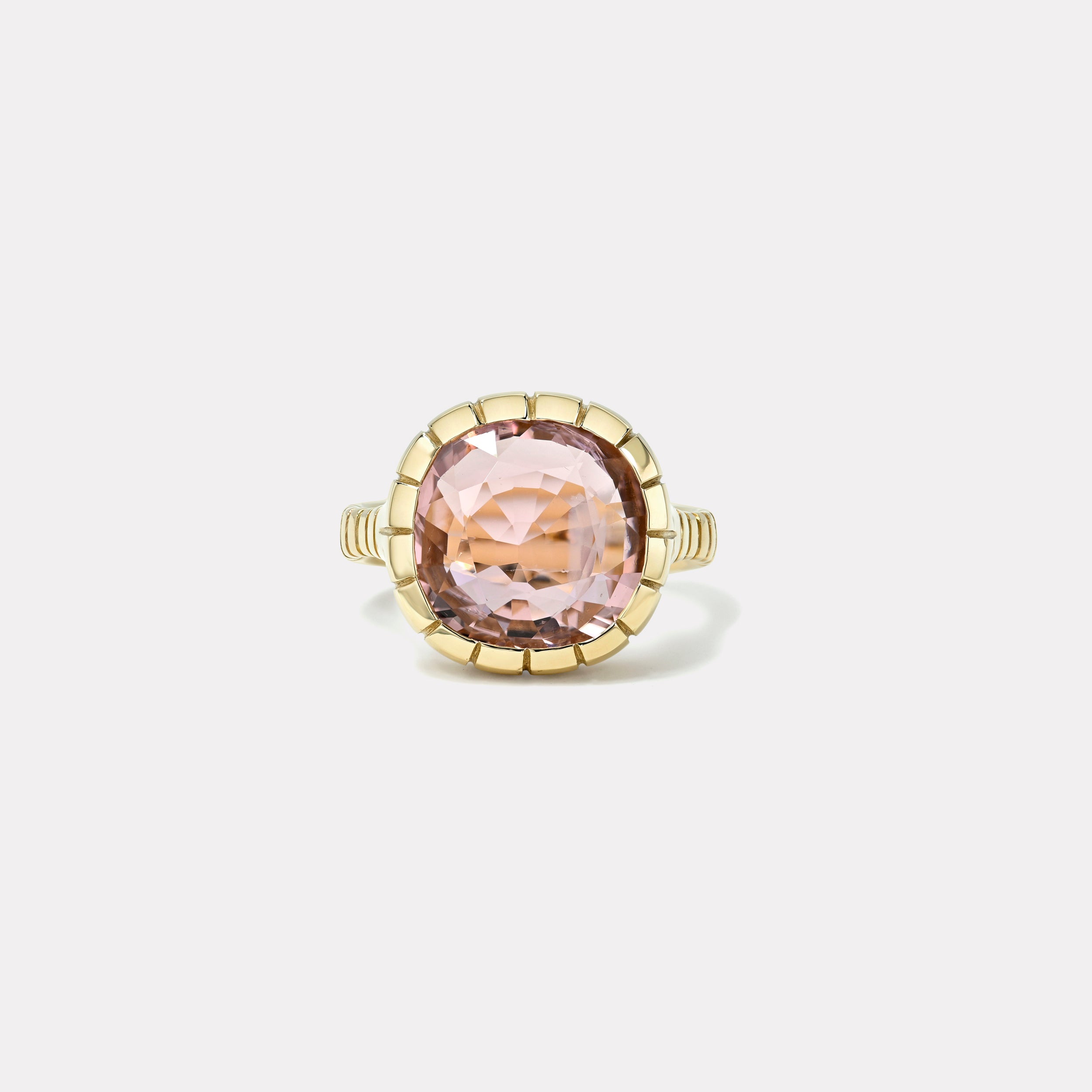 Retrouvai 6.32ct Cushion Pink Tourmaline Heirloom Bezel Ring