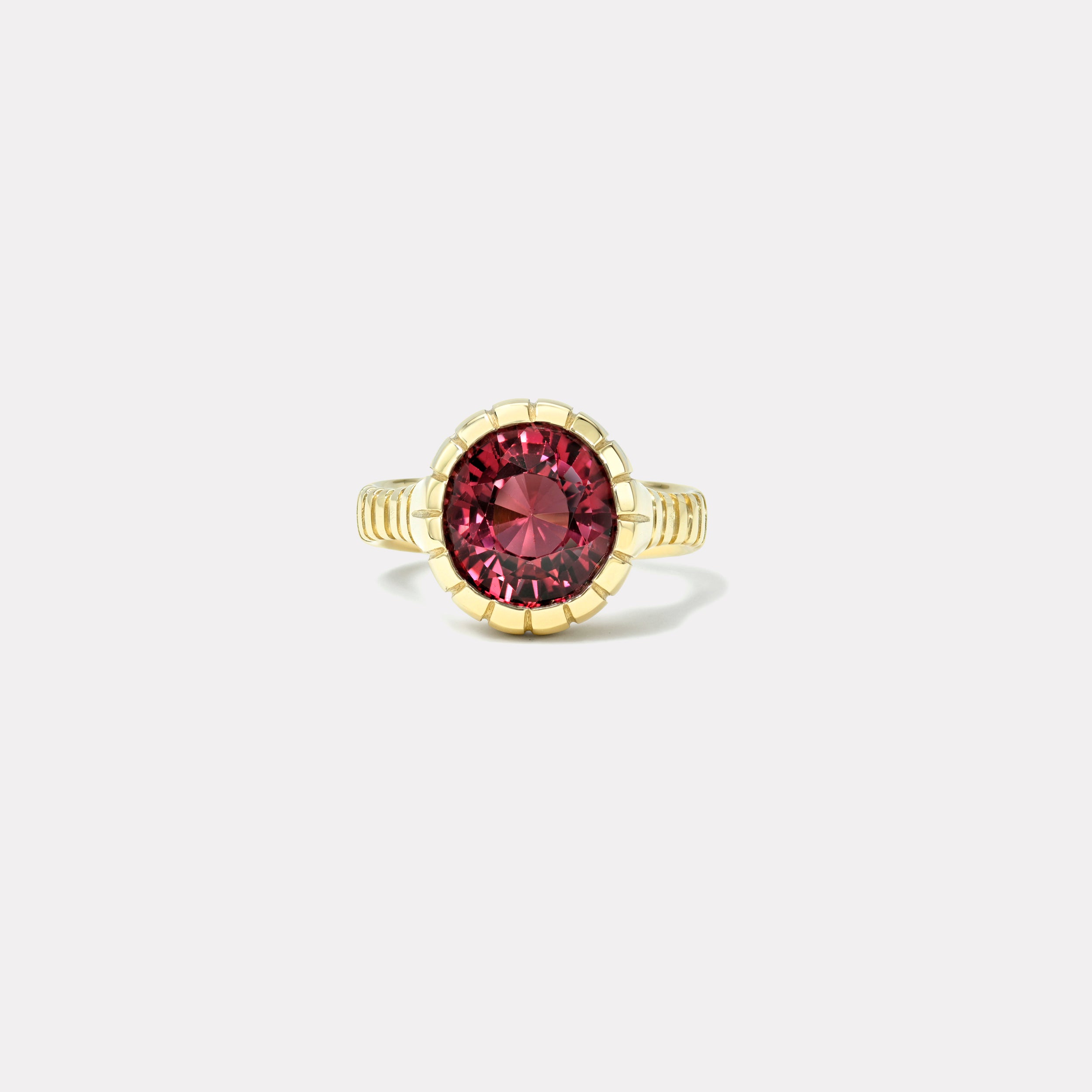 Retrouvai 3.68ct Round Rhodolite Garnet Heirloom Bezel Ring