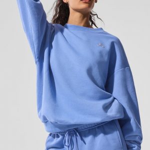 Aloyoga Accolade Crew Neck Pullover - Crystal Clear Blue