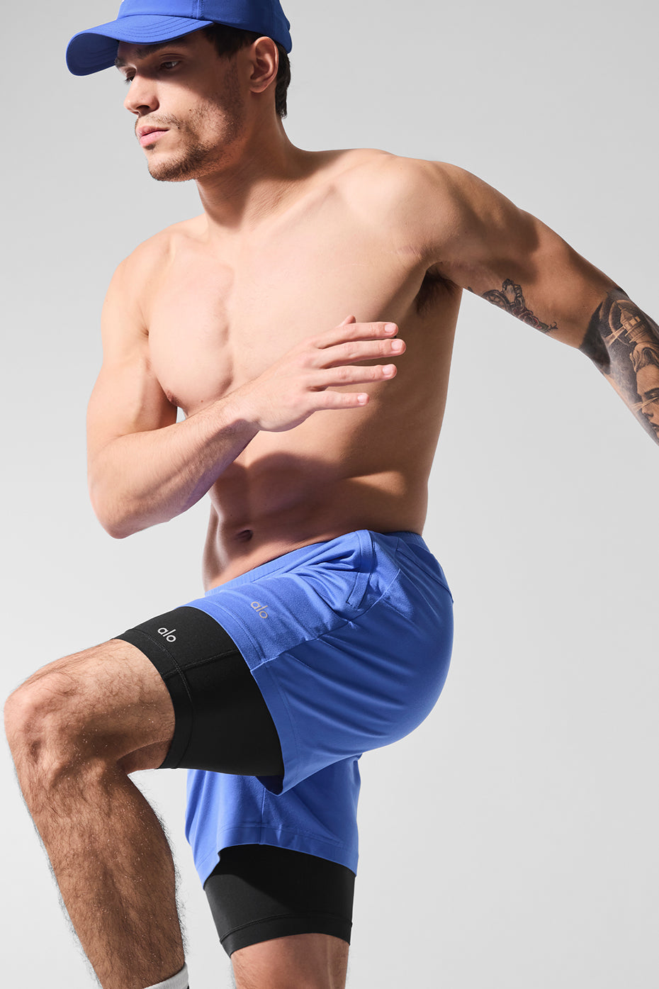 Aloyoga Conquer React 2-In-1 Performance Short - Marathon Blue/Black