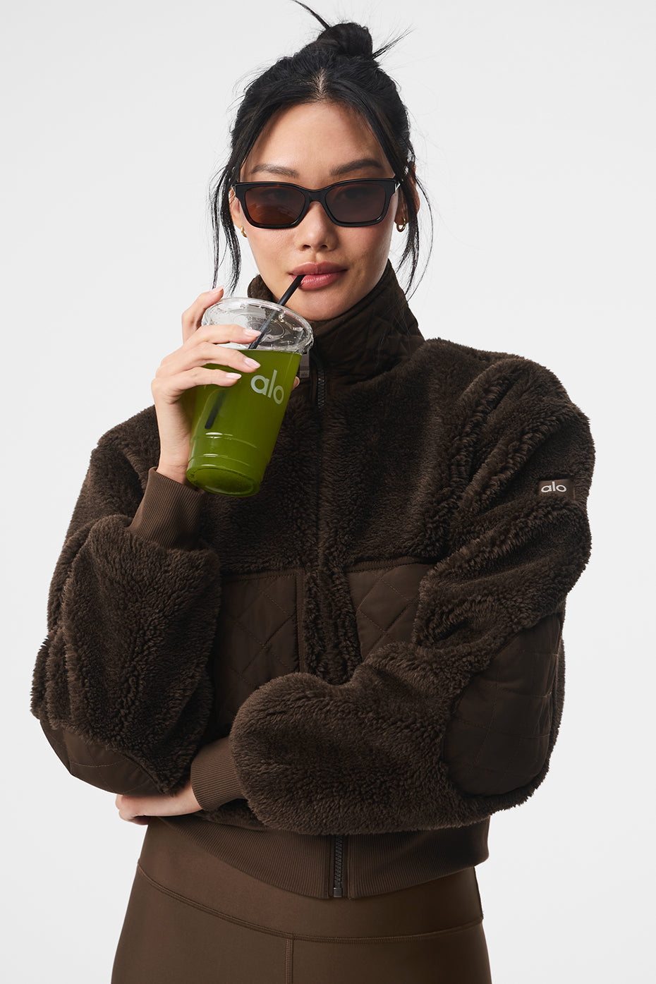 Aloyoga Sherpa Edge Bomber - Espresso