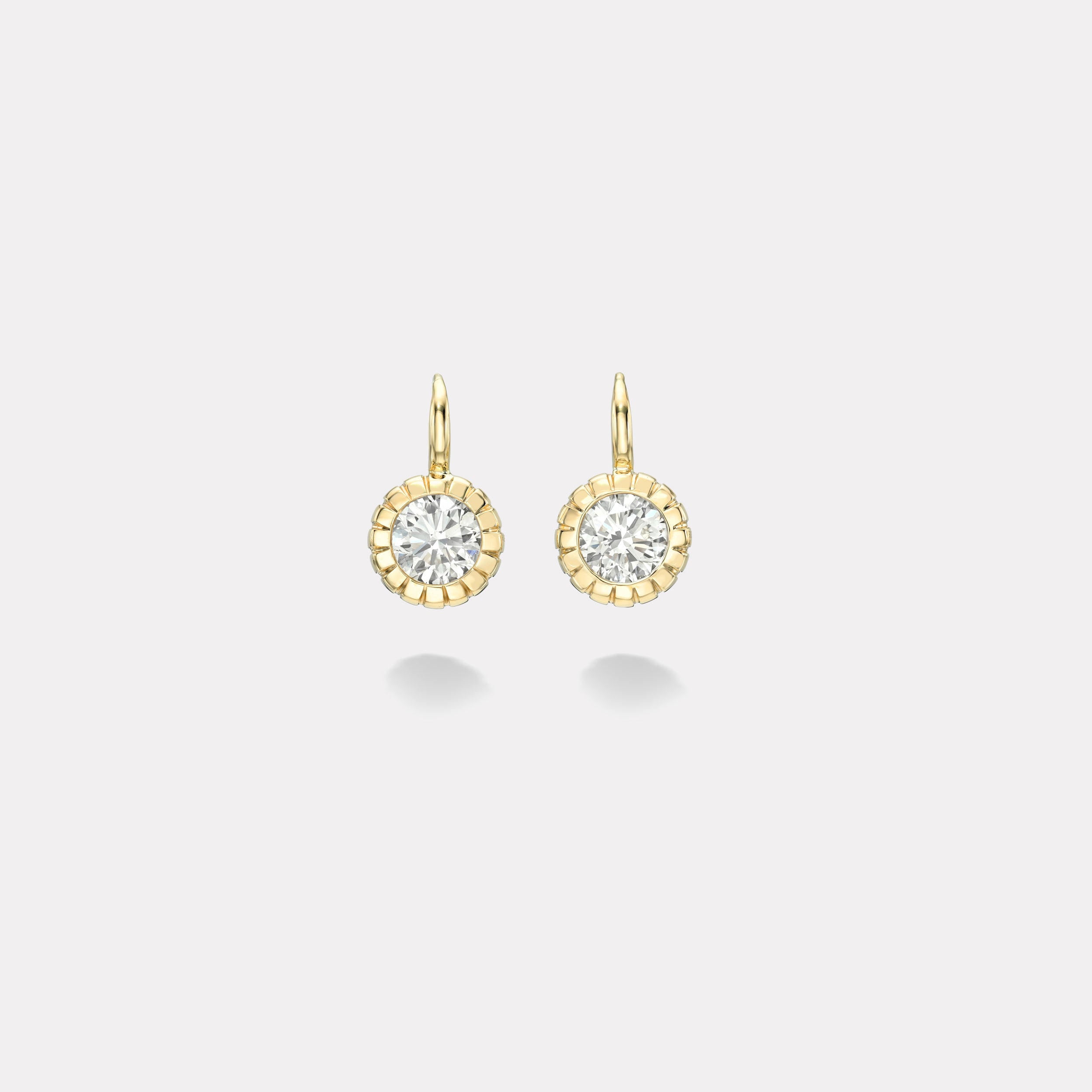 Retrouvai 2.06ct Round GIA Diamond Heirloom Bezel Earrings
