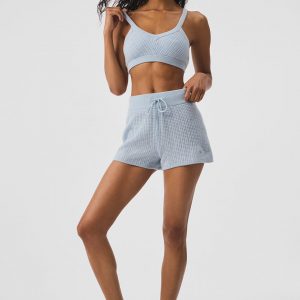 Aloyoga Cashmere High-Waist Plush Waffle Short - Crystal Blue