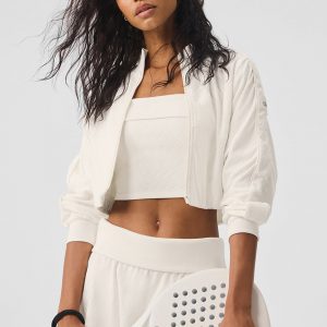 Aloyoga Cropped Doubles Only Full Zip Jacket - Ivory