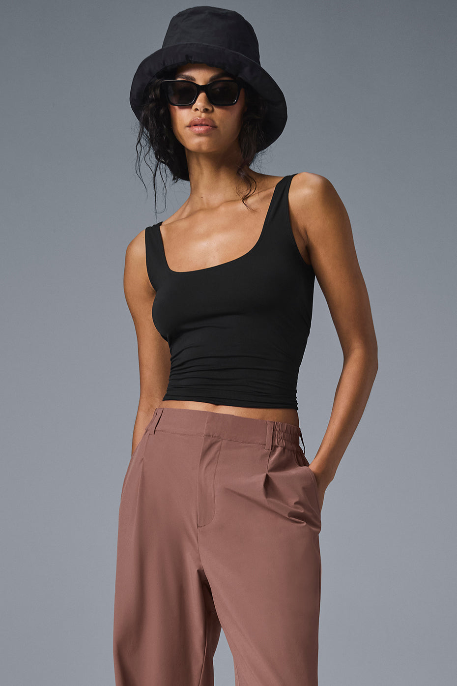 Aloyoga Sheer Glow Tank - Black