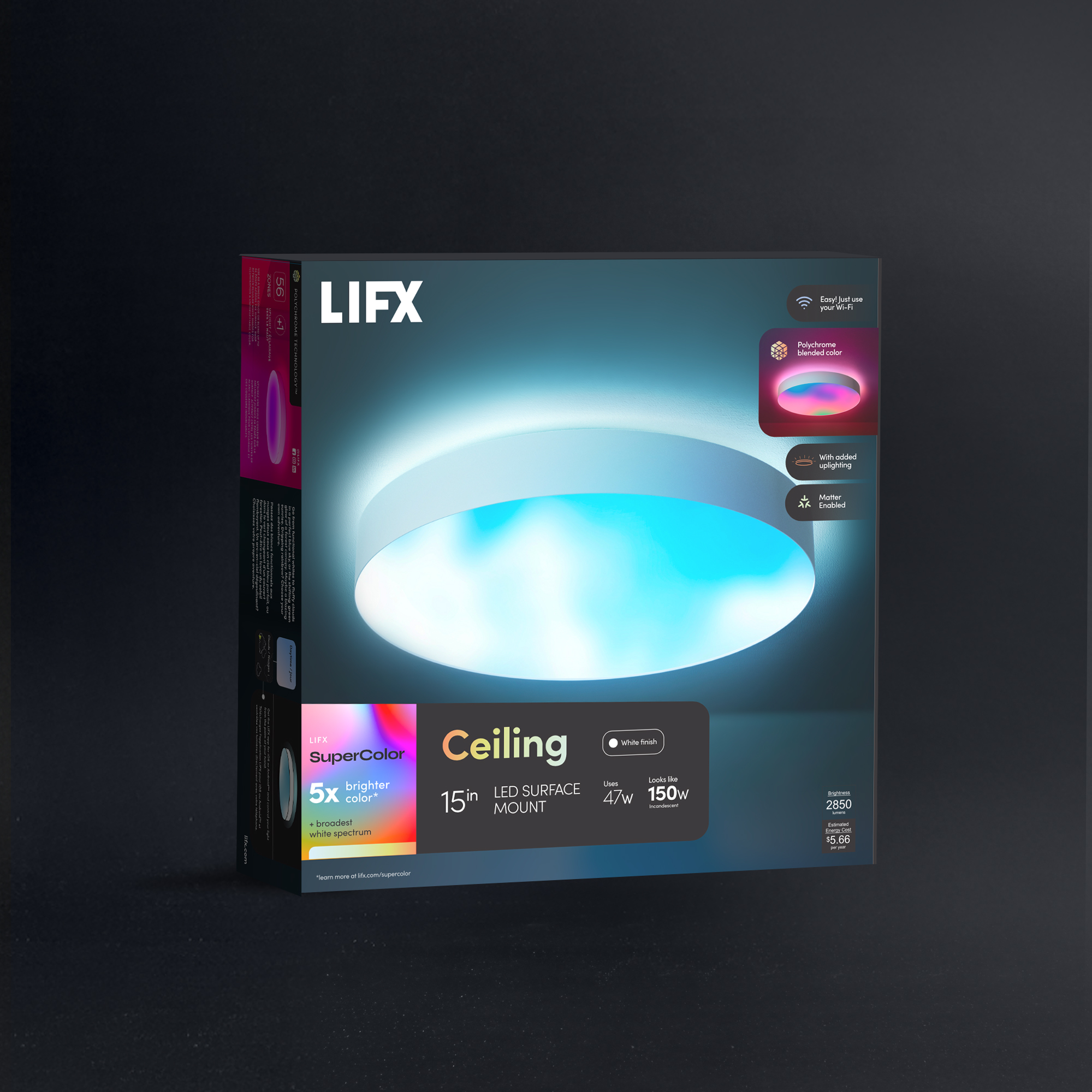 LIFX SuperColor 15" Ceiling Light White Trim - 2850 Lumens