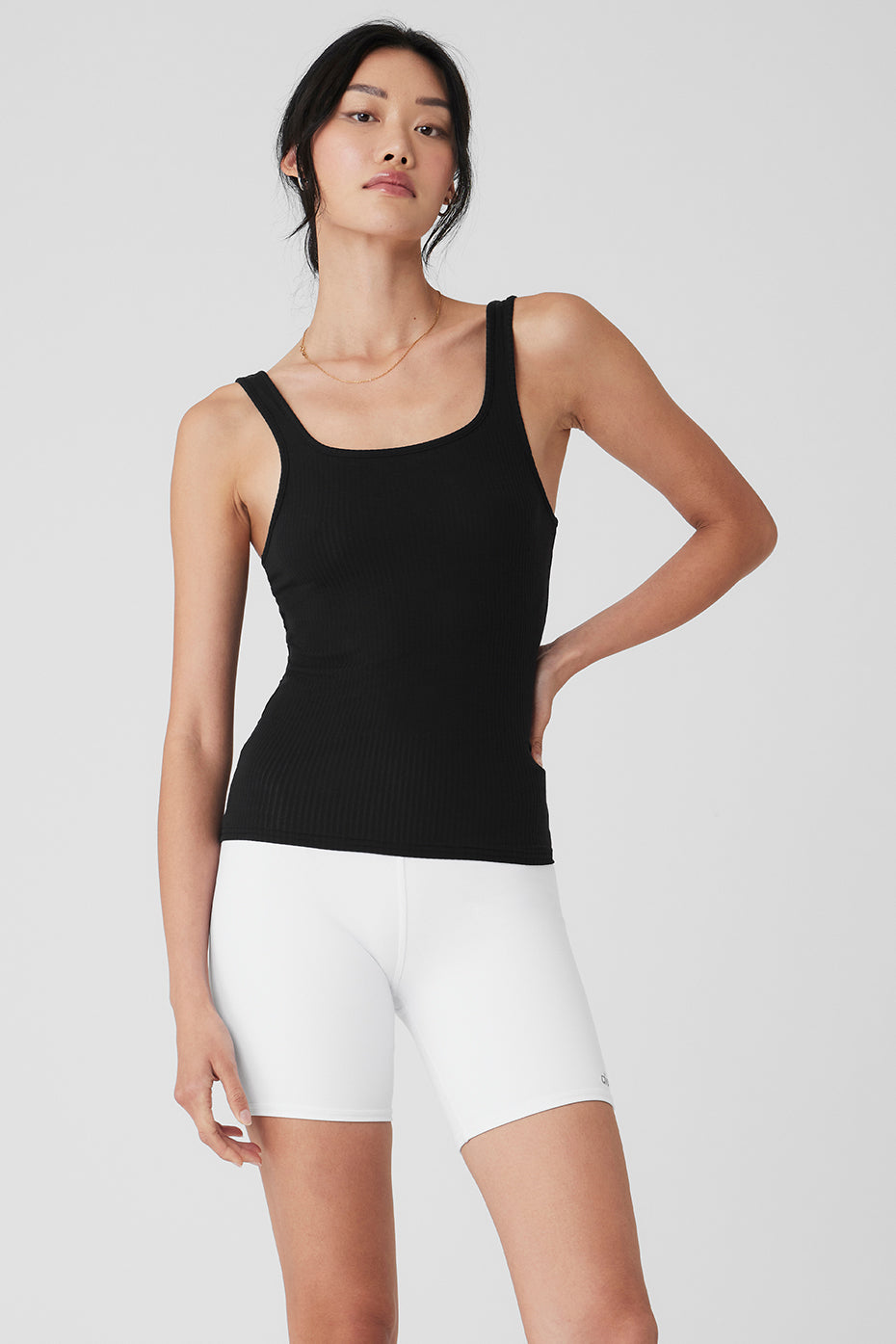 Aloyoga Ribbed Sea Coast Scoop Neck Tank - Black