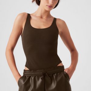 Aloyoga Mesh Sheer Illusion Bodysuit - Espresso