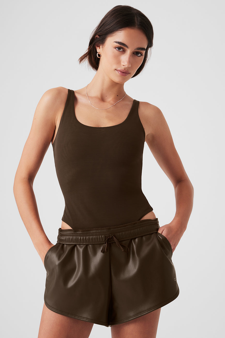 Aloyoga Mesh Sheer Illusion Bodysuit - Espresso