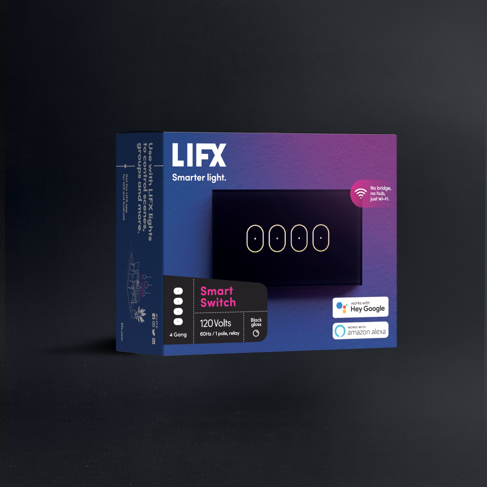 LIFX Smart Switch 4 Button Black - Glass