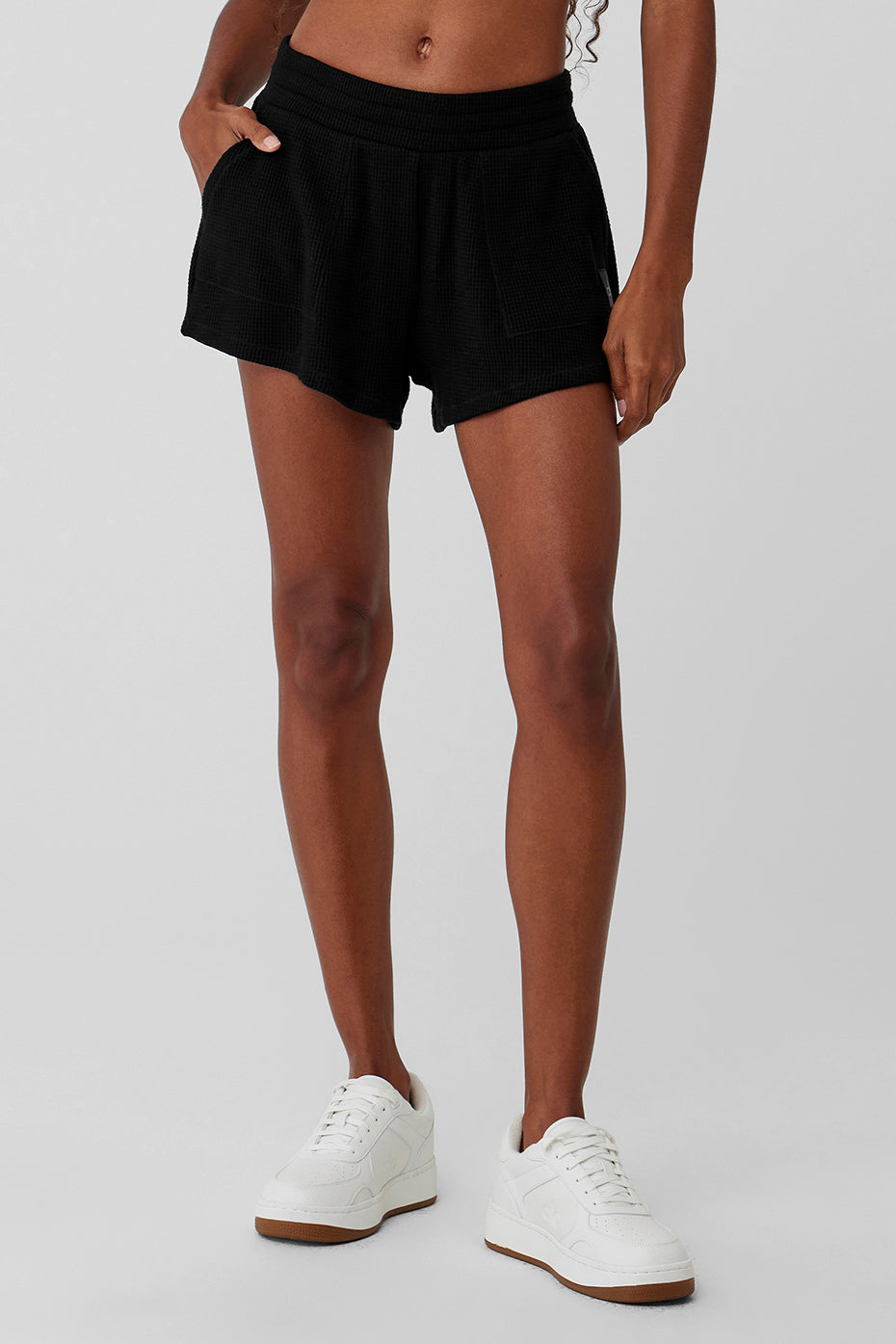 Aloyoga Waffle High-Waist Weekend Escape Short - Black