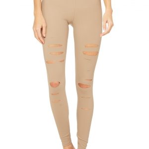 Aloyoga High-Waist Ripped Warrior Legging - Gravel