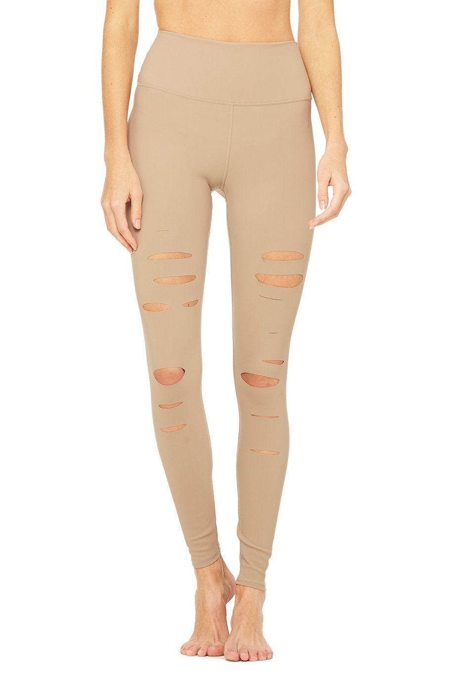 Aloyoga High-Waist Ripped Warrior Legging - Gravel
