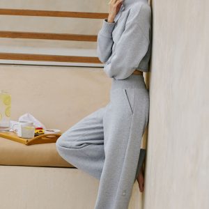 Aloyoga Serenity Wide Leg Sweatpant - Athletic Heather Grey