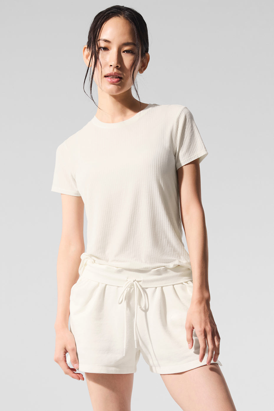 Aloyoga Ribbed Sea Coast Tee - Ivory