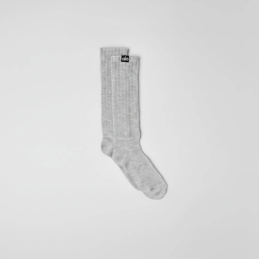 Aloyoga Unisex Scrunch Sock - Athletic Heather Grey