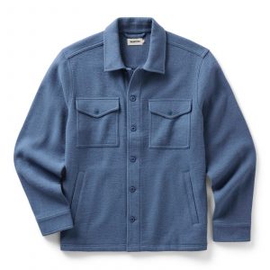 Taylorstitch The Kenne Shirt Jacket in Blue Fog Cotton Wool Crepe