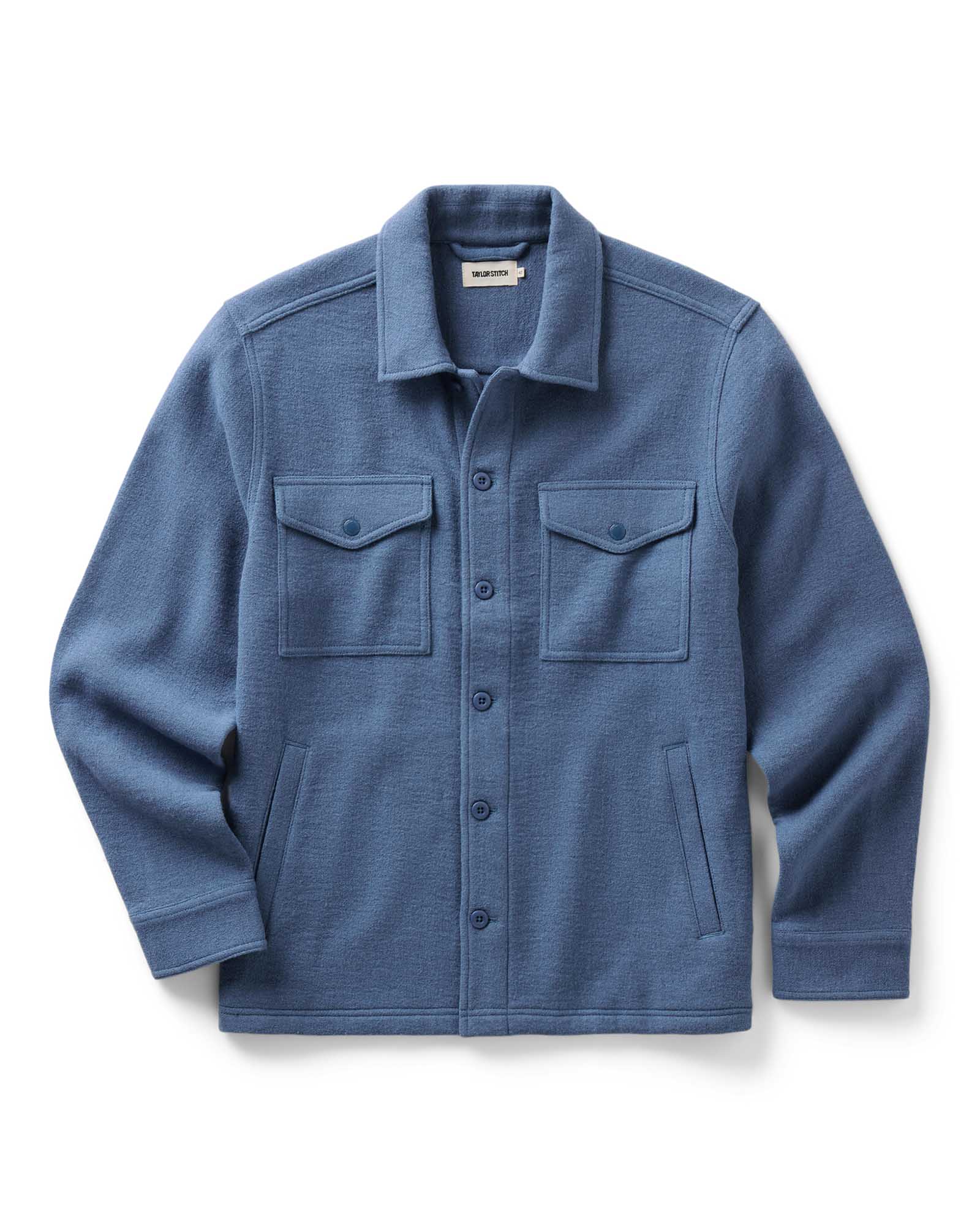 Taylorstitch The Kenne Shirt Jacket in Blue Fog Cotton Wool Crepe