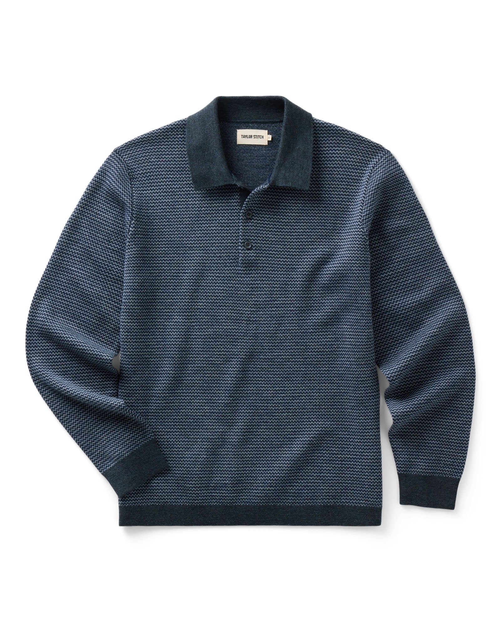 Taylorstitch The Newton Sweater Polo in Navy Birdseye Merino