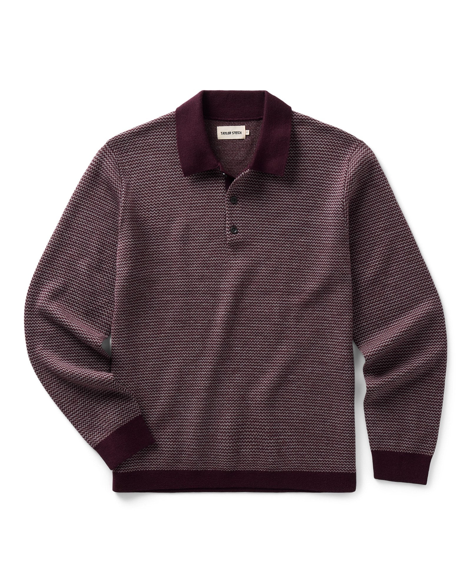 Taylorstitch The Newton Sweater Polo in Burgundy Birdseye Merino