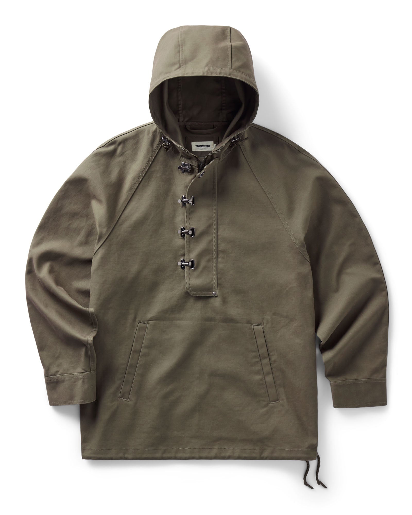 Taylorstitch The Hatteras Anorak in Fatigue Olive Dry Wax Canvas