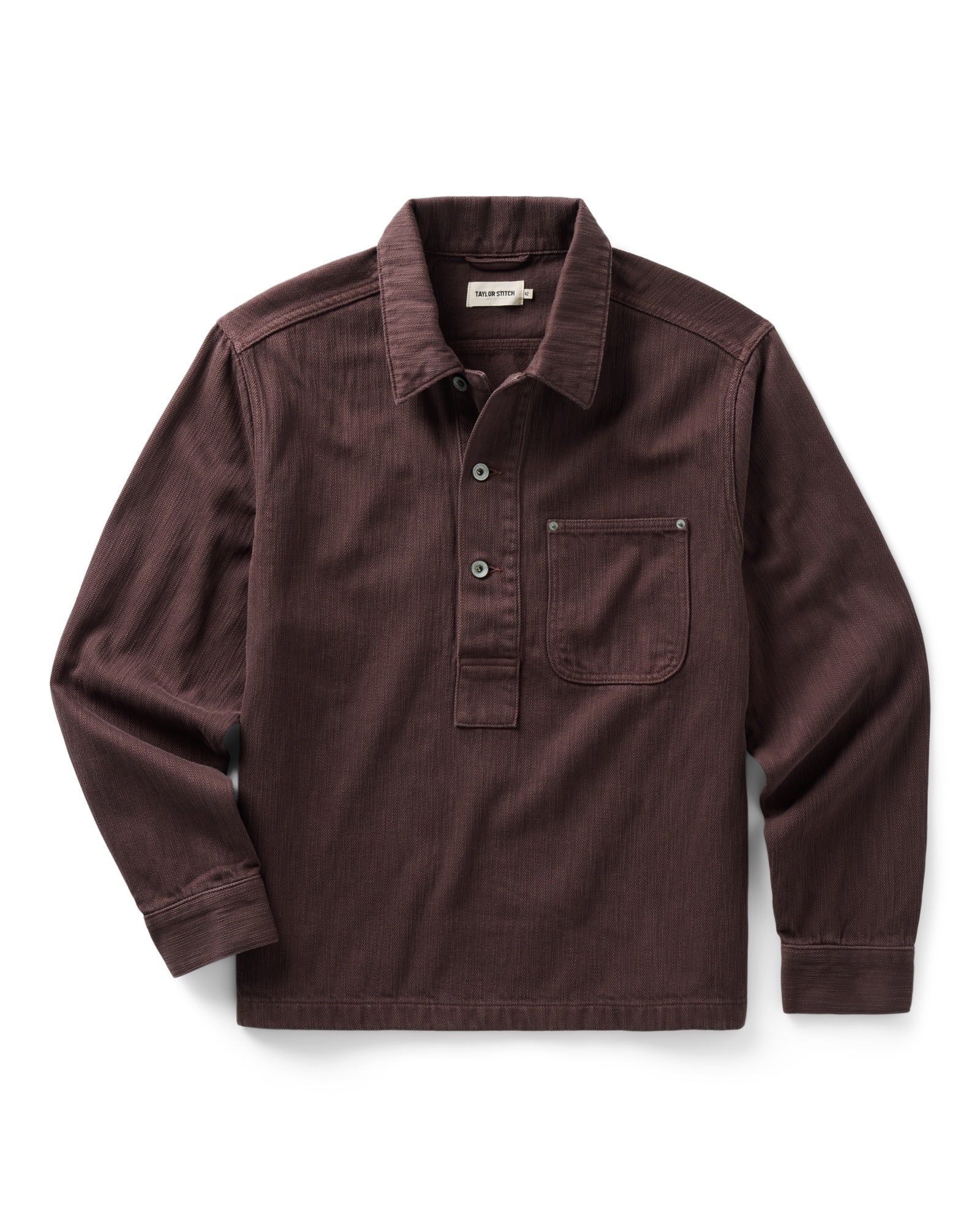 Taylorstitch The Milton Overshirt in Burgundy Slub Denim