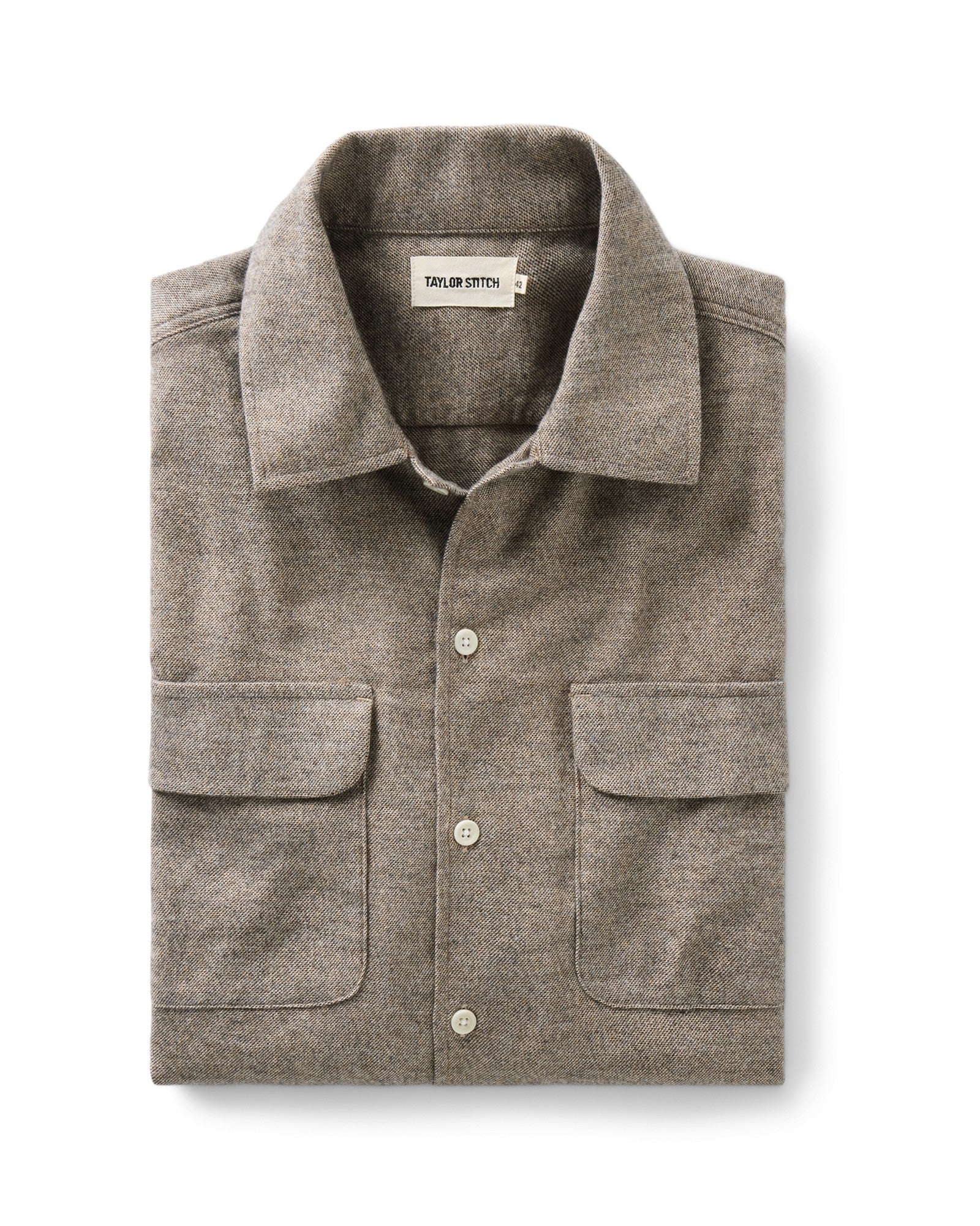 Taylorstitch The Shore Shirt in Driftwood Portuguese Mouline Flannel