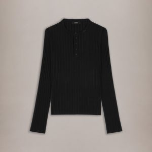 AMIRI SCRIPT KNIT HENLEY - Black