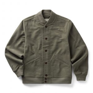 Taylorstitch The Clark Bomber in Smoked Olive Moleskin