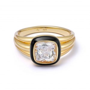 Astley Clarke Gold Flare White Topaz Cushion Cut Signet Ring