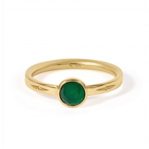 Astley Clarke Gold Mini Luna Green Agate Ring
