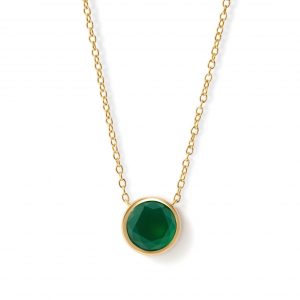 Astley Clarke Gold Luna Green Agate Pendant Necklace