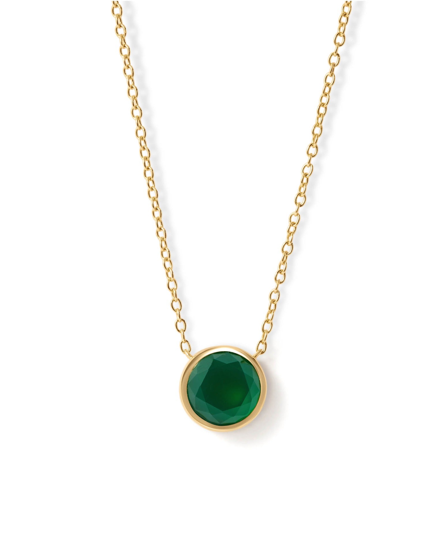 Astley Clarke Gold Luna Green Agate Pendant Necklace
