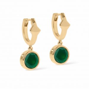 Astley Clarke Gold Luna Green Agate Huggie Earrings