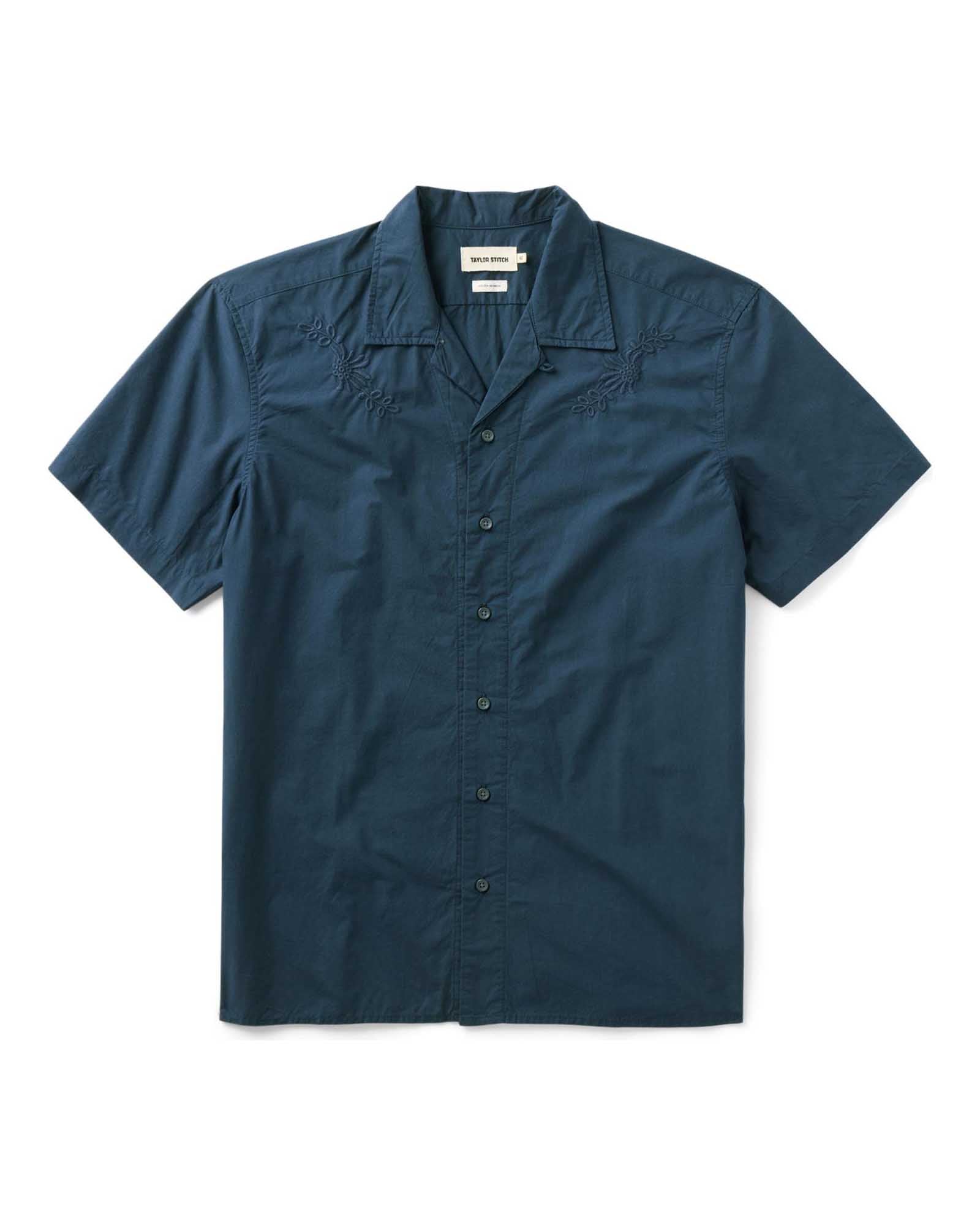 Taylorstitch The Davis Shirt in Navy Floral Embroidery