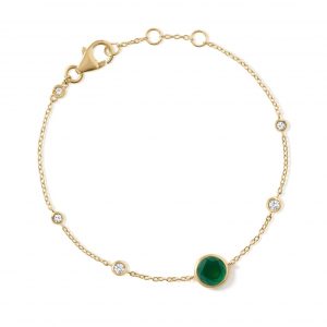 Astley Clarke Gold Luna Green Agate Station Bracelet