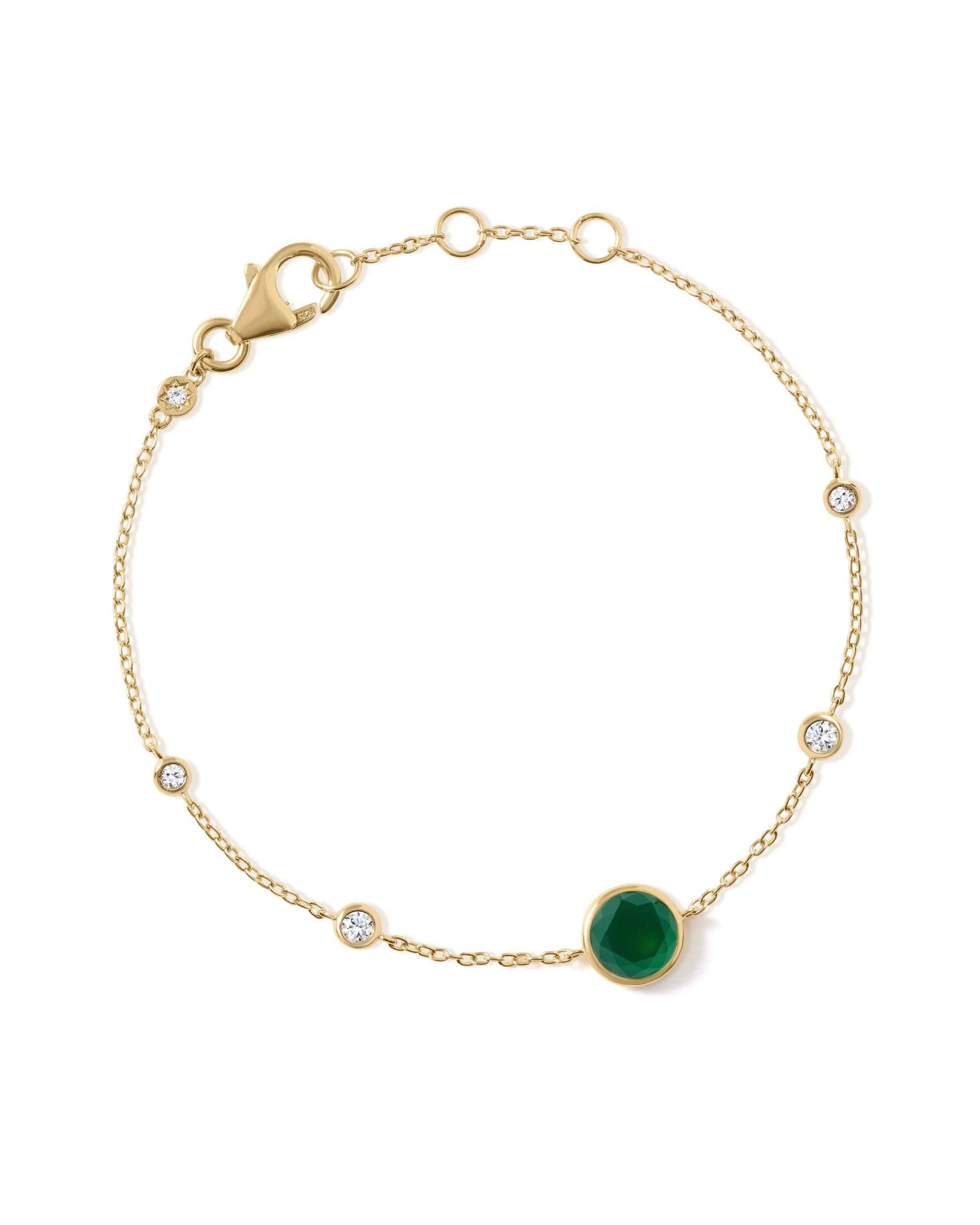 Astley Clarke Gold Luna Green Agate Station Bracelet