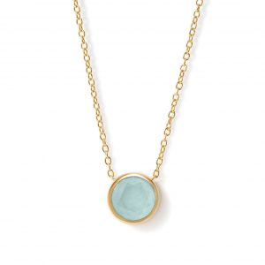 Astley Clarke Gold Luna Aqua Quartzite Pendant Necklace