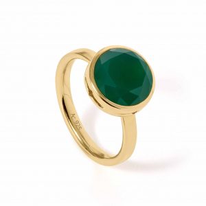 Astley Clarke Gold Large Luna Green Agate Ring