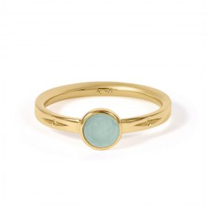 Astley Clarke Gold Mini Luna Aqua Quartzite Ring
