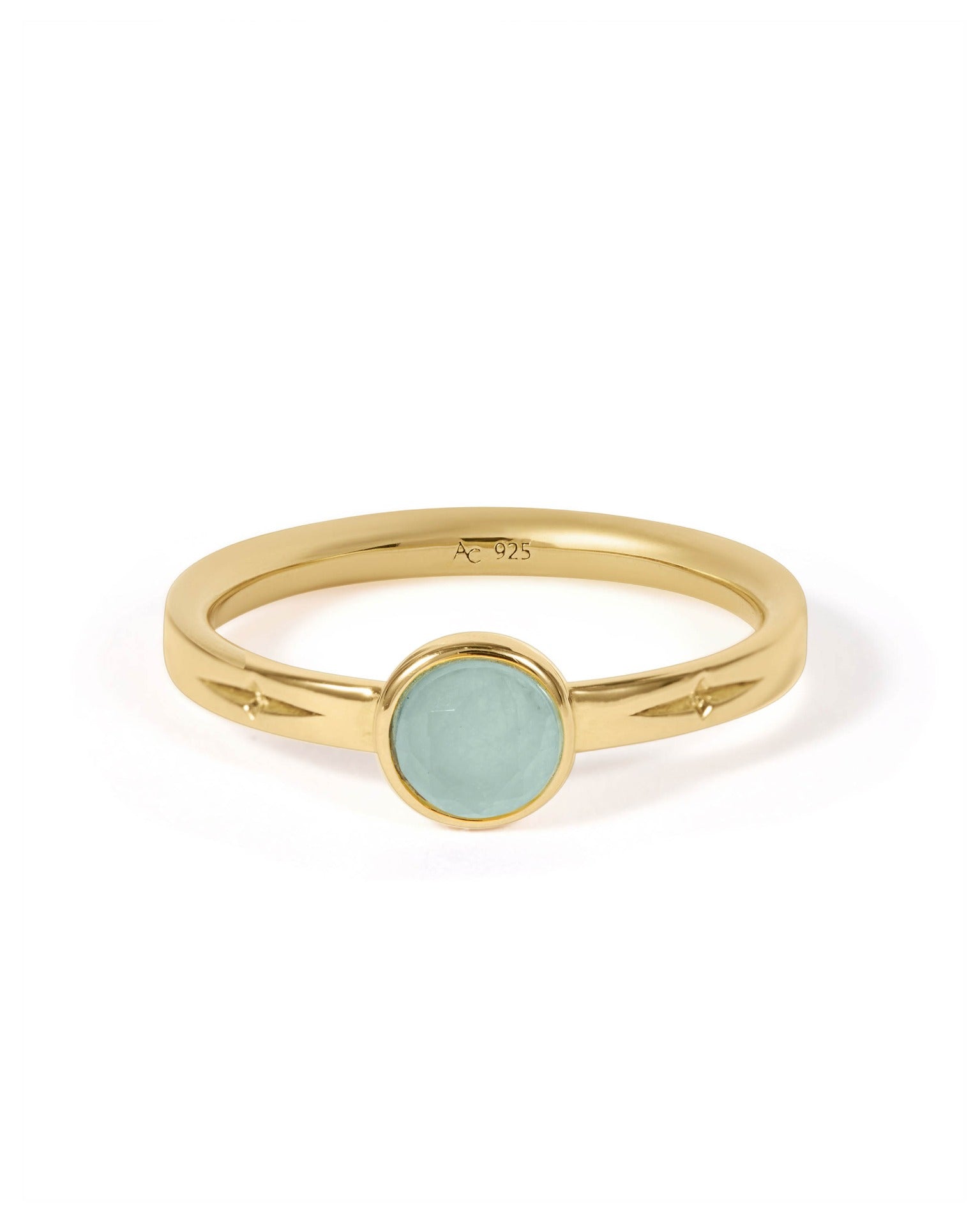 Astley Clarke Gold Mini Luna Aqua Quartzite Ring