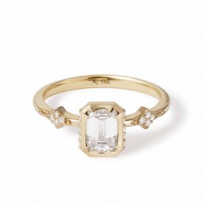 Astley Clarke Solid Gold Emerald Cut Diamond Ring