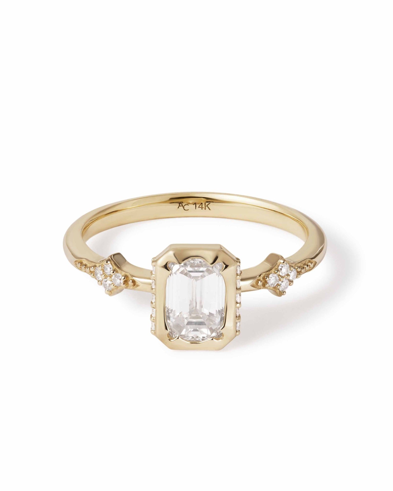 Astley Clarke Solid Gold Emerald Cut Diamond Ring