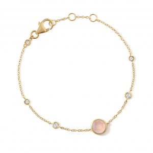 Astley Clarke Gold Luna Pink Quartzite Station Bracelet