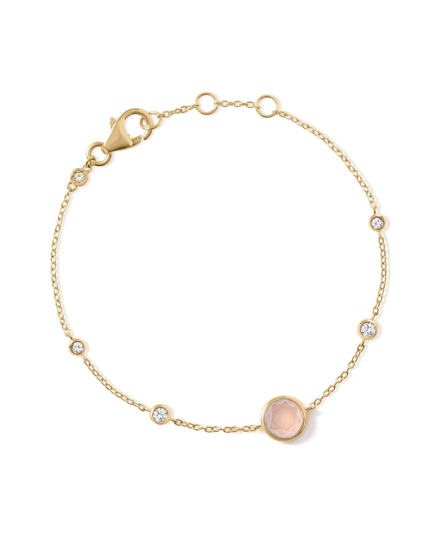 Astley Clarke Gold Luna Pink Quartzite Station Bracelet